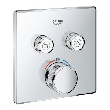 Baterie dus cu 2 iesiri, Grohe Smartcontrol, parte aparenta, patrat, cu termostat-29124000