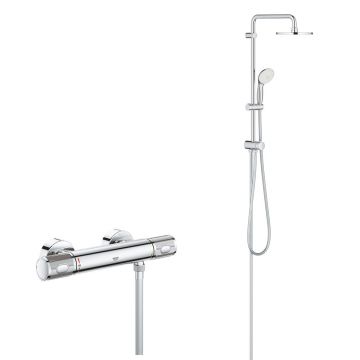 Coloana cabina dus termostat Grohe Grohtherm Performance, palarie 200mm, para de mana 3 tipuri de jet( 34776000,27389002)