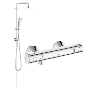 Coloana dus Grohe New Tempesta 200,crom,montare pe perete, baterie cabina dus termostat Grh 800 (26381001 ,34558000)