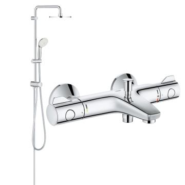 Coloana dus Grohe New Tempesta 200,crom,montare pe perete, baterie cada termostat Grh 800( 27389002,34567000)