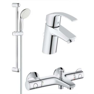 Pachet baterii baie cada,termostat Grohe Grohtherm 800 set dus +baterie lavoar Eurosmart marimea S(33265002,34567000,27853001)