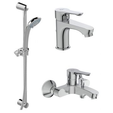 Set baterii 3in1 Ideal Standard Alpha include baterie lavoar, baterie cada si set de dus Ideal Stream- BD004AA