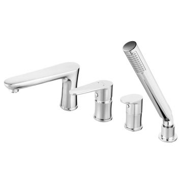 Baterie cada culoare crom cu 4 orificii Ferro, Algeo Baterie cada culoare crom cu 4 orificii Ferro, Algeo