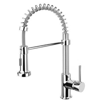 Baterie chiuveta bucatarie crom cu pipa flexibila Deante Molla