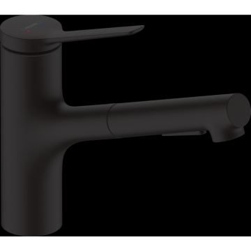 Baterie chiuveta bucatarie cu dus extractibil negru mat, monocomanda Hansgrohe Zesis M33 74803670