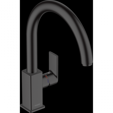 Baterie chiuveta bucatarie negru mat, monocomanda, patrata Hansgrohe Vernis Shape M35 71871670