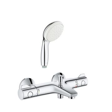 Pachet baterie cada/dus cu termostat Grohe Grohtherm 800(34567000) + para de dus mono Grohe New Tempesta(27852001)