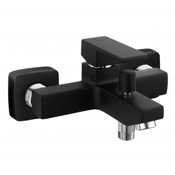 Baterie cada dus Ferro Zicco Negru BZI1BL , monocomanda, alama, 15,5 x 10,1 x 17,8