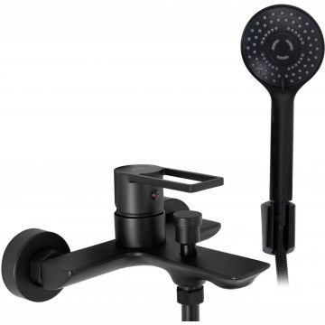 Baterie cada - dus Rea Flip monocomanda negru cu set de dus