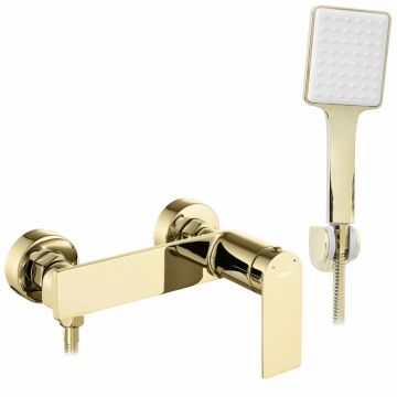 Baterie dus Rea Storm monocomanda auriu lucios cu set de dus