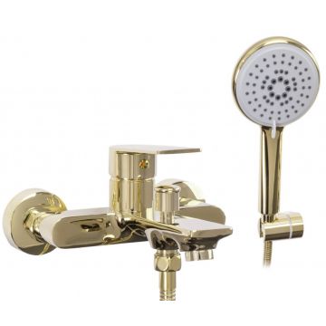 Baterie pentru cada cu set de dus Rea Mayson auriu lucios