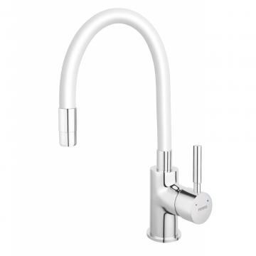 Baterie stativa bucatarie Ferro Zumba BZA4W, monocomanda, alama, alb/crom, 35 mm