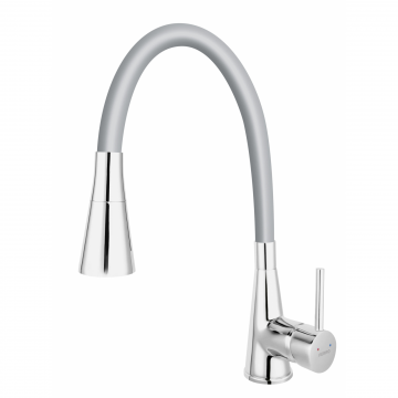 Baterie stativa bucatarie Ferro Zumba II BZA42S, monocomanda, alama, silver/crom, 35 mm