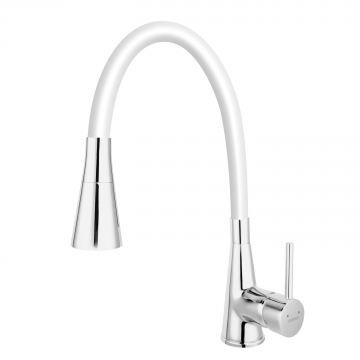 Baterie stativa bucatarie Ferro Zumba II BZA42W, monocomanda, alama, alb/crom, 35 mm