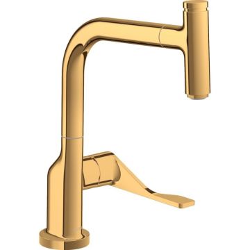 Baterie chiuveta bucatarie auriu lucios cu dus extractibil Hansgrohe Axor Citterio Select