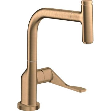 Baterie chiuveta bucatarie bronz periat cu dus extractibil Hansgrohe Axor Citterio Select