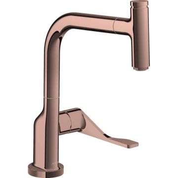 Baterie chiuveta bucatarie red gold lucios cu dus extractibil Hansgrohe Axor Citterio Select