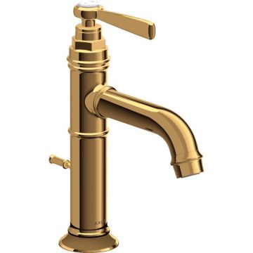 Baterie lavoar baie auriu lucios cu ventil pop-up Hansgrohe Axor Montreux 100