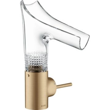 Baterie lavoar baie bronz periat sticla transparenta cu ventil inclus Hansgrohe Axor Starck V 140 Diamond Cut