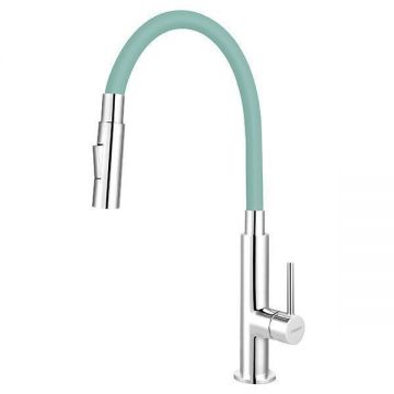 Baterie de bucatarie, Ferro, Zumba Slim 2F, cu pipa flexibila, menta