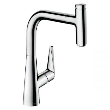 Baterie de bucatarie, Hansgrohe, Talis Select M51 220, 1 jet, cu pipa extractibila, crom