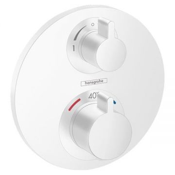 Baterie dus termostatata, Hansgrohe, Ecostat S, alb mat