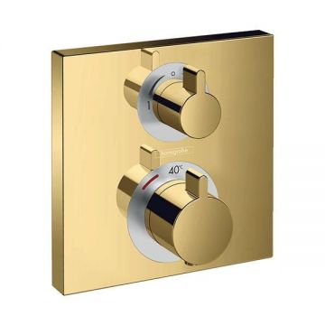 Baterie dus termostatata, Hansgrohe, Ecostat Square, auriu lucios