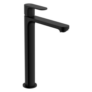 Baterie inalta de lavoar cu ventil, Hansgrohe, Rebris S 240, CoolStart, negru mat