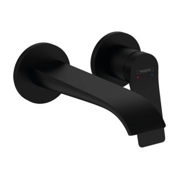 Baterie lavoar cu montaj pe perete, Hansgrohe, Vivenis, cu pipa 19,2 cm, negru mat