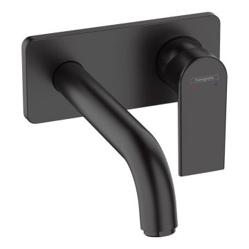 Baterie lavoar, Hansgrohe, Vernis Shape, cu montaj pe perete, negru mat