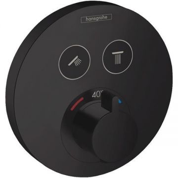 Baterie termostatata cu 2 functii, Hansgrohe, ShowerSelect S, Negru mat