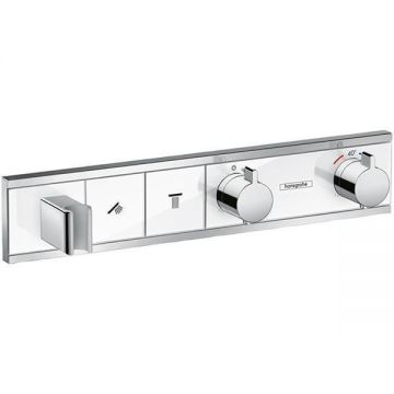 Mixer termostatat cu 2 functii si suport dus, Hansgrohe, RainSelect, Alb/crom