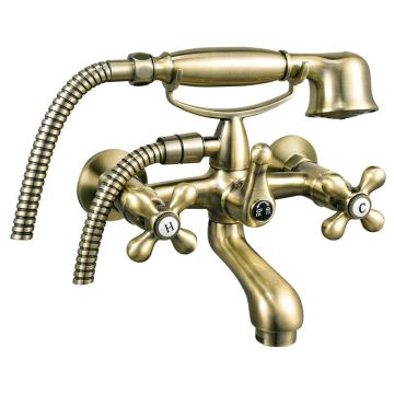 Set de dus, Ferro, Antica, baterie de dus cu para si furtun, bronz antichizat
