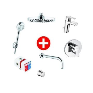 Set Promo 7 in 1 Kludi Pure&Easy, pentru dus incastrat, cu baterie de lavoar