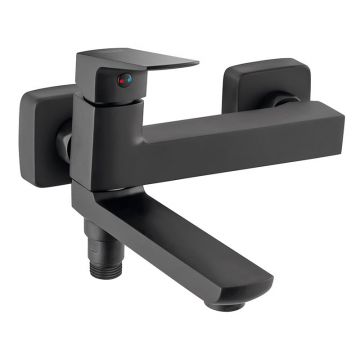 Baterie cadă - duș, Ferro, Vitto Black Verdeline, cu pipă mobilă, negru mat