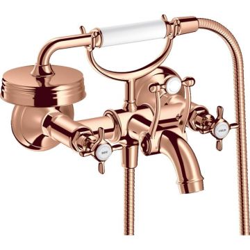 Baterie cada red gold lucios cu para si furtun dus, dubla comanda, Hansgrohe Axor Montreux
