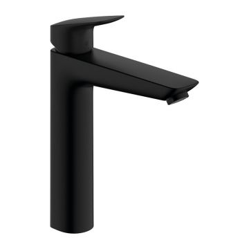 Baterie inalta de lavoar, Hansgrohe, Logis 190, cu ventil, negru mat