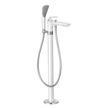 Baterie stativă cadă - duș, Kludi, Balance, cu set de duș, alb mat