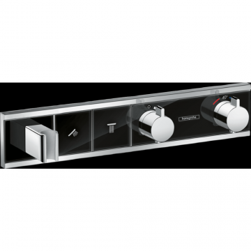 Baterie dus termostatata incastrata culoare negru crom Hansgrohe RainSelect 15355600