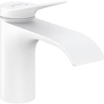 Baterie lavoar baie alb mat cu ventil inclus Hansgrohe Vivenis 80