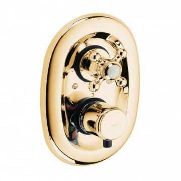 Baterie cada / dus incastrata termostatata Kludi 1926, placaj aur 23 kt - Culoare Gold