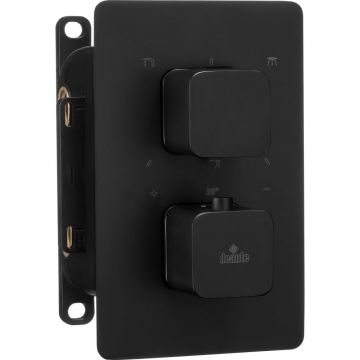 Baterie dus Deante Box Square cu termostat incastrata pentru corp ingropat, negru mat