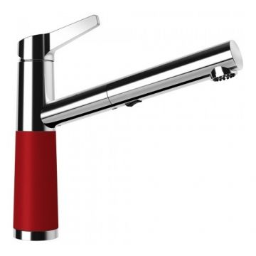 Baterie bucatarie Schock SC-510 cu dus extractibil - Culoare Rosu