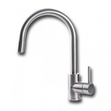Baterie bucatarie Vema Tiber Steel, cu pipa pivotanta - Culoare Crom