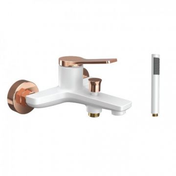 Baterie cada cu para de dus Karag Andare, alb-rosegold - Culoare Alb pal