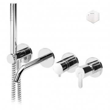 Baterie cada/dus incastrata Bruma Leaf, cu kit montare - Culoare square_4_4_Pure_White