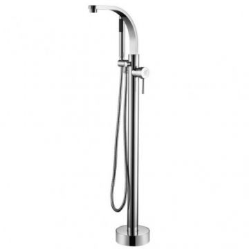 Baterie cada freestanding Besco Decco, cu kit de dus - Culoare Crom