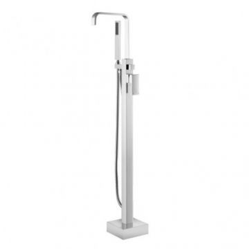 Baterie cada freestanding Besco Modern I, cu kit de dus - Culoare Crom