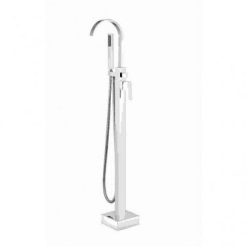 Baterie cada freestanding Besco Modern I, cu kit de dus - Culoare Crom