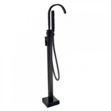 Baterie cada freestanding Besco Modern II, negru, cu kit de dus - Culoare Negru